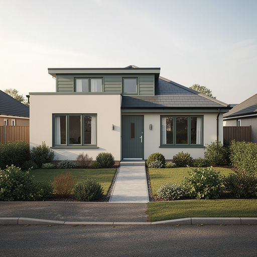 Gerenoveerde bungalow met grijsgroene kunststof kozijnen in een rustige straat in Voorschoten