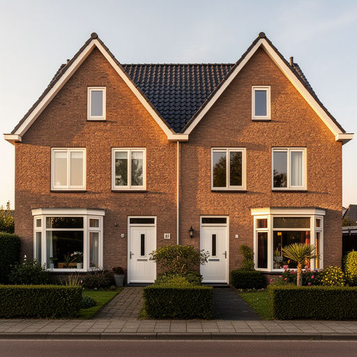 Kunststof kozijnen aan de voorgevel van een rijtjeshuis in Voorschoten