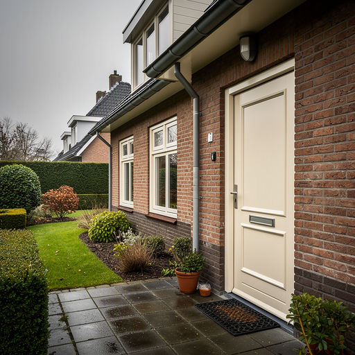 Monteur plaatst een kunststof achterdeur bij een woning in Voorschoten