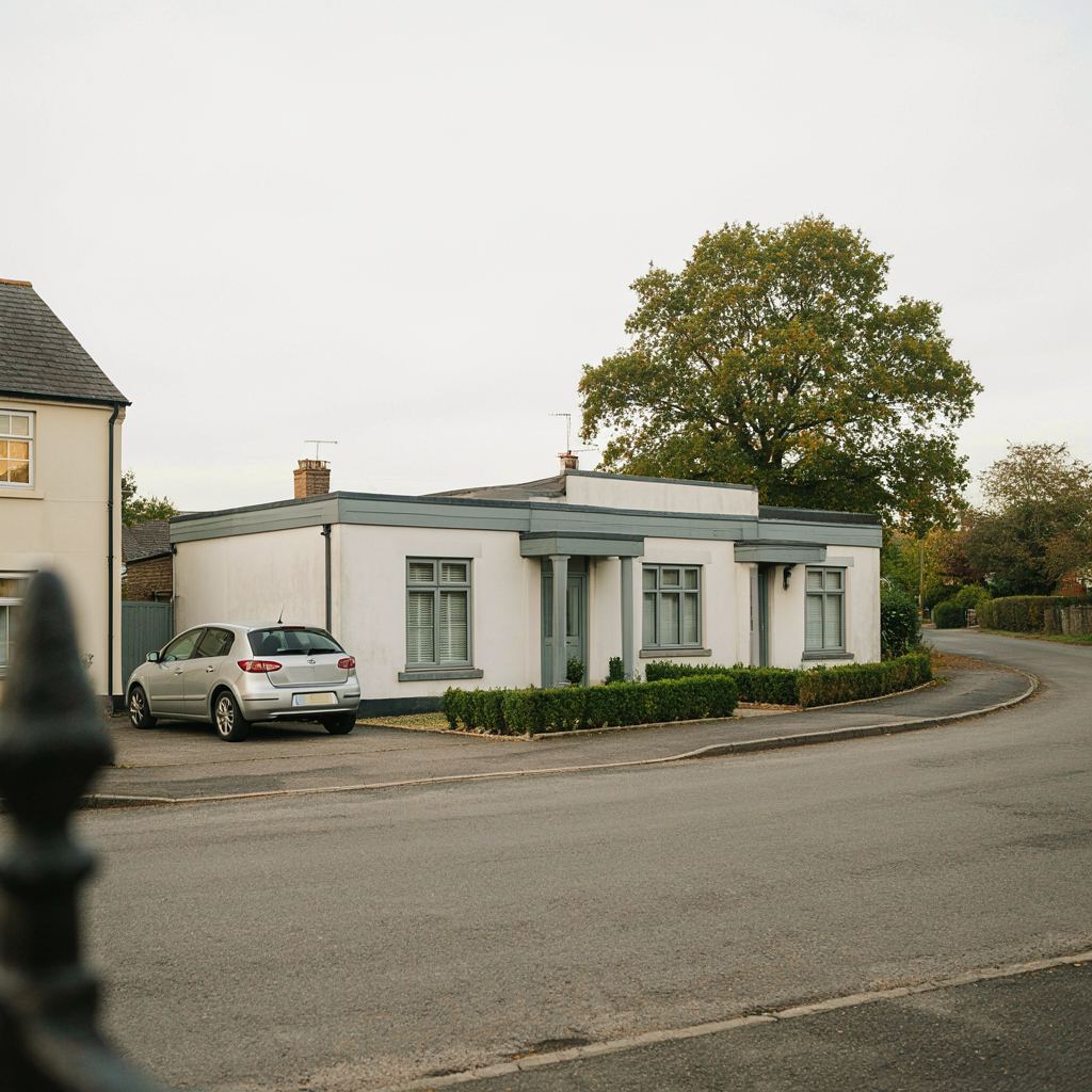 Hedendaagse Sassenheimse bungalow met grijsgroen gecoatte kunststof kozijnen in een lommerrijke straat