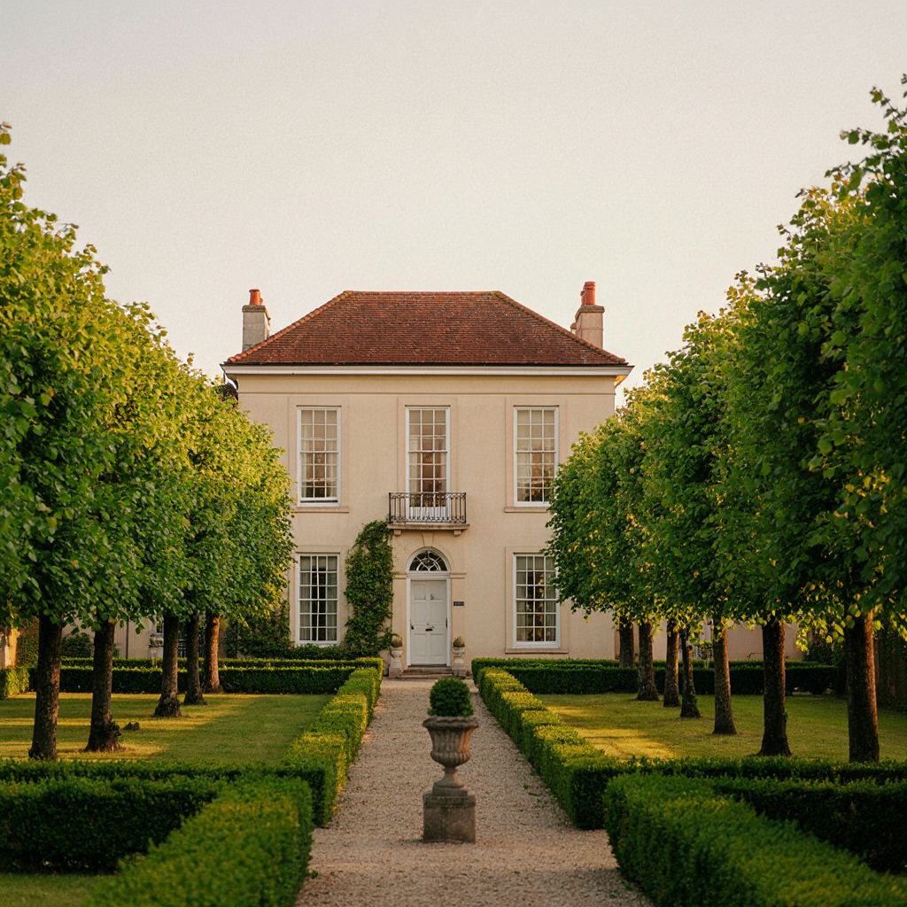 Landhuis in Wassenaar met antracietkleurige kunststof kozijnen en een strak aangelegde oprijlaan
